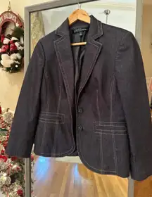 Kasper Women's Denim Two Button Blazer Dark Gray Size 6