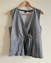 J.CREW 365 BOUCLÉ TANK grey peplum top Womens Size M Business Casual Work Career