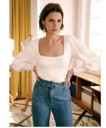 Sezane Pull Ronnie in white, size M