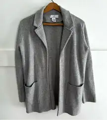 Magaschoni Grey Draped Cotton Wool Cardigan Small