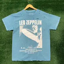 Led Zeppelin U.K. Tour Distressed Rock Band T-Shirt Size M/L