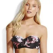 NWT Seafolly X Revolve Black Bustier Bandeau in Desert Flower STRAPLESS