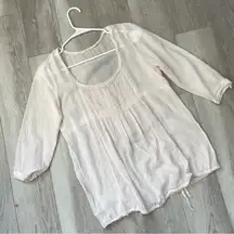 Cottagecore Sheer Top cotton lightweight flowy womens Pink medium prairie soft