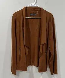 Bagatelle Brown Blazer Open Front Shawl Collar Size 1X EUC