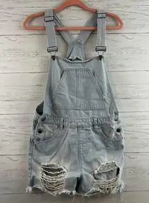 American Bazi  Light Wash Distressed Shortalls Size S