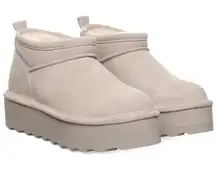 Bearpaw Size 9 Retro Super Shorty Platform Bootie Mushroom Beige Fur Lined Suede