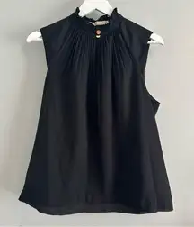 Marie Oliver Pleated Ruffle Collar Sleeveless Top