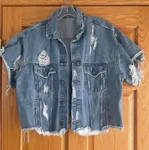 Carmar short sleeve distressed jean jacket