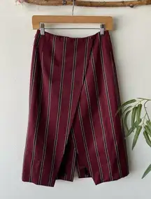 Solace London Skirt Womens XS Burgundy Apolline striped wool wrap midi fall