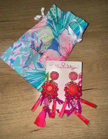 Lilly‎ Pulitzer Waterside Drop Earrings Kitschy Coral Pink New