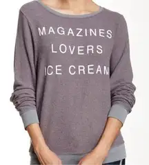 Wildfox Gray Magazines Lovers Ice Cream Sweatshirt Sz M