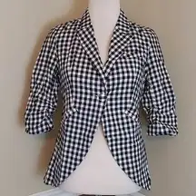 NWT  Black Ivory Checkered Gingham One Button ModCloth Blazer Jacket XS