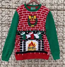 Ugly Christmas Sweater fireplace mantle tunic seen in a Hallmark movie MEDIUM