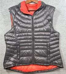 Bernardo Womens XL‎ Goose Down Puffer Vest Gray Orange
