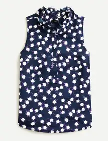 J.Crew Ruffleneck Peony print Sleeveless Tank Preppy Girly Floral XS