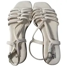 Anthropologie Seychelles White Strappy Sandals Size 10 Memory Foam Womens Knotty