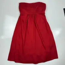 Banana Republic Red Strapless Cocktail Gown |‎ Pleated Top Midi Party Dress 0P