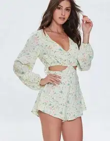 Forever 21  Floral Print Cutout Romper Size Large Women’s