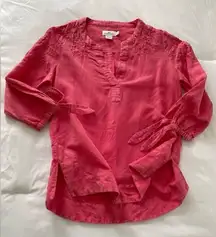 VINEYARD VINES embroidered cotton and linen pink shirt
