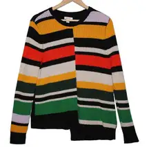 Womens Nine West Black Yellow Purple Cream Orange Green Crew Neck Sweater Size M