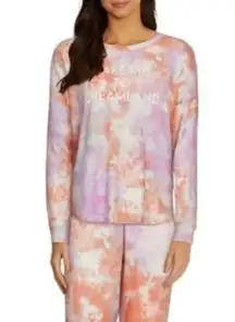 WILDFOX TIE DYE RAINBOW TAKE ME TO DREAMLAND PURPLE LONG SLEEVE CREW NECK TOP