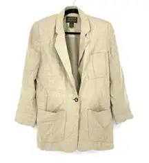 VTG Jacket Eddie Bauer Women's Size XSP Casual Linen Long Line Blazer Tan