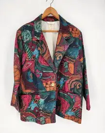 Vintage Blair Boutique Abstract Print Oversized Blazer Size XL