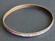 Women’s vintage‎ dainty gold tone pink/silver glittery bangle bracelet one size