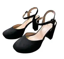 Journee Collection Womens Black Roslynn High Block Heel Sandals US 8 Pumps