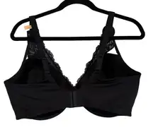Bali Smoothing Full Coverage Bra Black Lace Trim 42DD Built Up Back Adjustable
