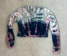 Hard Tail Tie Dye Pink Blue Crop Sweatshirt Top