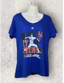 Jason DeGrom NY Mets 2018 Cy Young Award Winner V Neck Tee Womens Large