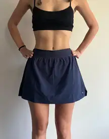 Navy Blue Shorts Skirt Set