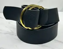 B-Low The Belt Wide Double Ring Belt Large/XL (L/XL) Black Gold Designer ✨