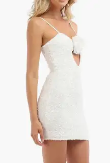 NWT HELSI Sol Sequin Cutout Cocktail Minidress Size L White