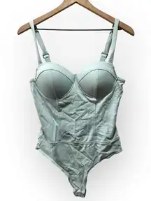 Haute Monde Mint Blue Padded Cups Adjustable Straps Lingerie Bodysuit Size Large