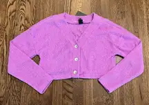 Purple Cropped Fuzzy Sweater