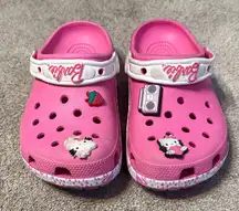 Crocs Barbie Pink Slip On Clogs With Hello Kitty Charms Jibbitz Size 7