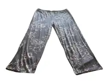 Belle by Kim Gravel Gray Floral Wide Leg Pants Size XL