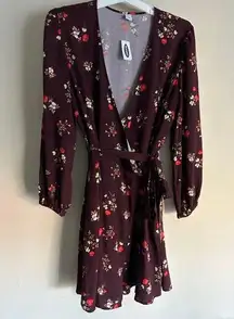 Old Navy Floral Wrap Dress Long Sleeves L NWT