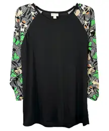 LuLaRoe Disney Plus Size 3XL Top Mickey Mouse Goofy Raglan Sleeve Black 1023