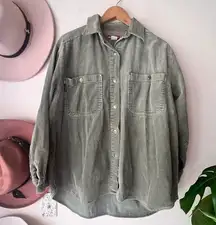 VINTAGE UNIONBAY corduroy button down shacket sage green SIZE LARGE y2k gorpcore