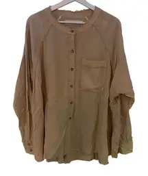 We The Free Small Oversized raw hem Linen blend long sleeve