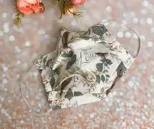 White And Green Garden Bird Premium Cotton Face Mask 