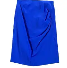 Grace Karin Blue Ruched Retro Knee Length Stretch Pencil Skirt Size Medium