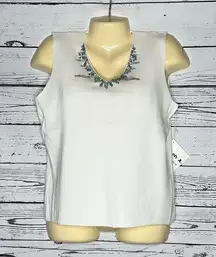 Joseph A. NWT Size XL White - Bead Embellished Tank Top Blouse