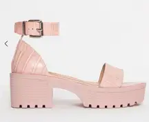 simmi London SIA PINK CROC CHUNKY SANDALS