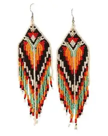 Handmade  Beaded Earrings Boho South Western Tribal Aztec Fringe Camping BBQ