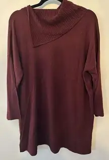 Cato Tunic Sweater Burgundy Slit Cowl Neck 3/4 Sleeves Womens Size XL