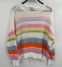Fate VICI Collection Shades of Spring Knit Cotton Blend Striped Sweater Sz Small